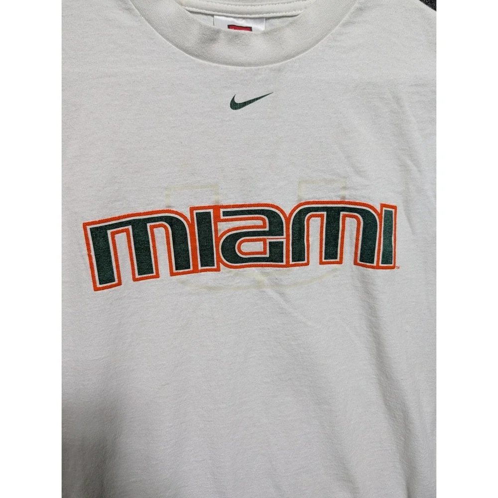 Vintage Nike Center Swoosh Miami Hurricanes Long Sleeve Shirt  Mens Medium 1397